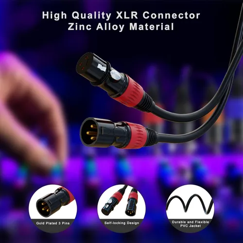Miniatura 2 de Cables XLR, cable de micrófono XLR de 25 pies, paquete de 4 unidades, cable de altavoz XLR de 3 pines chapado en oro macho a hembra, cable