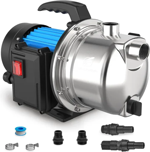 Miniatura 11 de FLUENTPOWER 1HP Bomba de transferencia de jardín portátil, bomba eléctrica de refuerzo de rociadores de 900 GPH, bomba de chorro de pozo poco