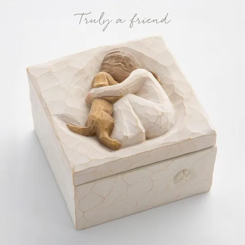 Miniatura 4 de Willow Tree True, Truly a Friend, Caja para joyas y tesoros con tallado en bajorrelieve de niña con cachorro, caja de recuerdo esculpida pintada a