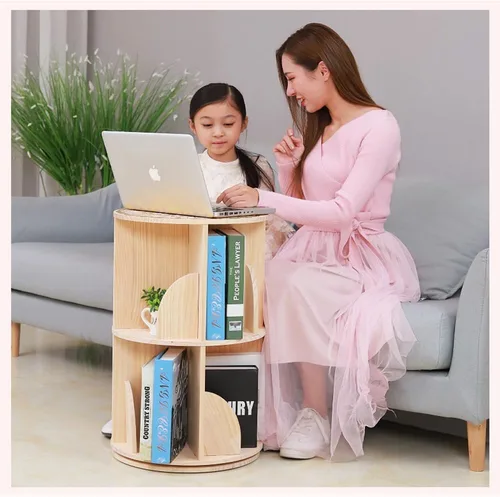 Miniatura 4 de Estantería para niños, estantes giratorios de 2 niveles de 360°, estante de almacenamiento de pie, estantes para aulas de preescolares, guardería