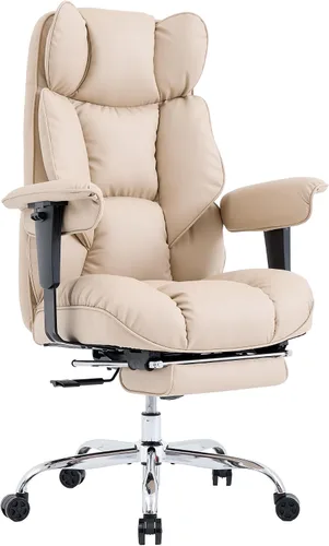 Miniatura 9 de Efomao Silla de Oficina Grande y Alta 400lbs - Sillas de Oficina Ejecutivas con Reposapiés, Silla de Computadora de Cuero PU Resistente