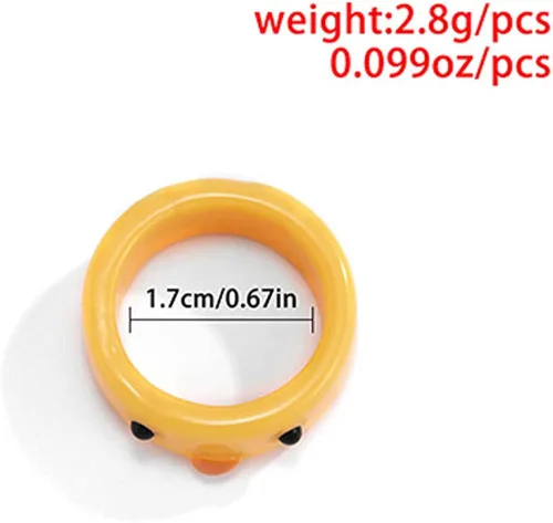 Miniatura 6 de FORUBUS Juego de 2 anillos de resina con bonito diseño de rana de pollo, hongos, lindos anillos apilables de animales para mujeres y niñas, Metal