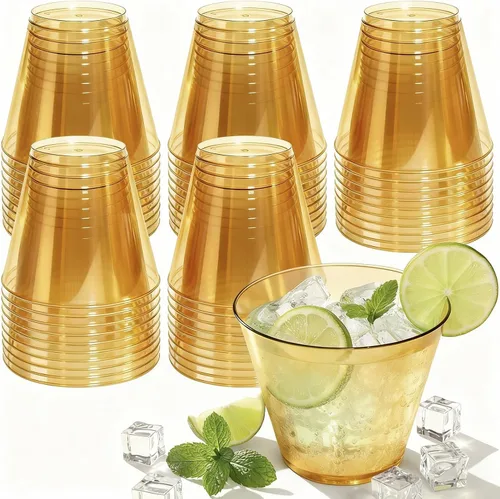 Miniatura 18 de Glowserve Paquete de 50 vasos de plástico transparente de 9 onzas, vasos de plástico azul transparente para cóctel, vasos desechables para fiestas