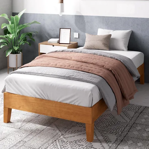 Miniatura 18 de Cama plataforma de madera sólida de lujo Zinus 12 pulgadas con cabecero de cama/no necesita resortes/soporte de madera con listón/acabado expreso