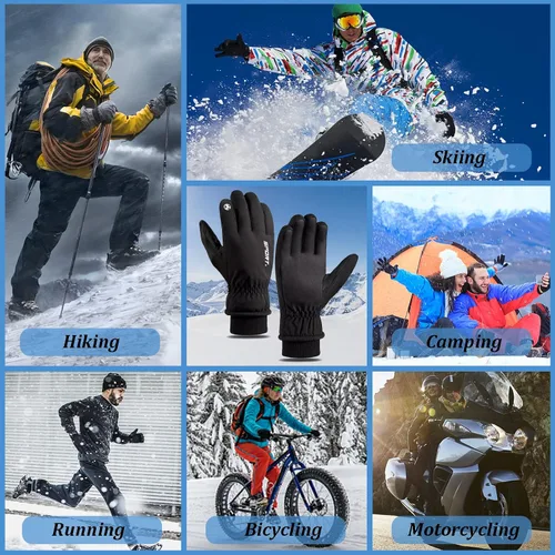 Miniatura 6 de BZGG Guantes de esquí, guantes de nieve impermeables de invierno para hombres y mujeres, resistentes al viento, con pantalla táctil, guantes