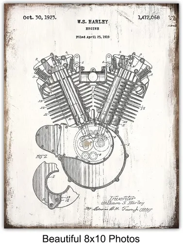 Miniatura 4 de Patentes originales de motocicleta de Estados Unidos, juego de arte de 8 x 10 pulgadas, fotos de estilo cartel para oficina, garaje, cueva de hombre