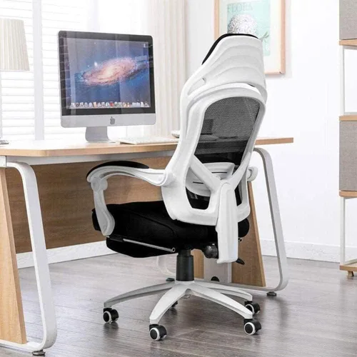 Miniatura 2 de Silla de oficina de malla de tela, silla giratoria ejecutiva de escritorio para computadora con asiento grande y reposabrazos ajustables (D)