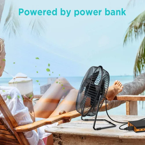 Miniatura 2 de EasyAcc Ventilador de escritorio USB de 9 pulgadas, ultra silencioso, alimentado por USB, ventilador de escritorio de rotación de 360° con marco