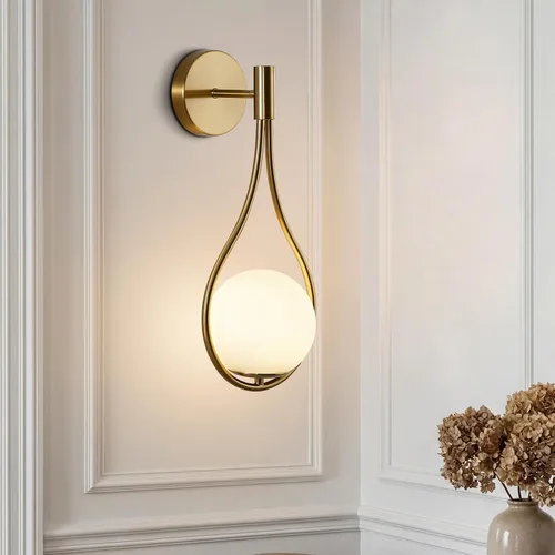 Lámpara de pared de cristal dorada de mediados de siglo, moderna lámpara de pared con acabado de latón antiguo, lámpara de pared de mesita de noche,