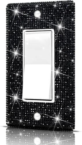 Dengduoduo Placas de pared, cubierta decorativa para interruptor de luz, cubiertas decorativas de tomacorrientes, diamantes de imitación plateados