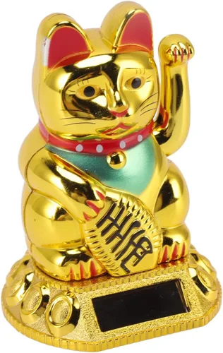Miniatura 9 de Fortuna alimentada por energía solar, dando la bienvenida saludando riqueza fortuna gatos Fung Shui Cat para oficina en casa y negocios ()