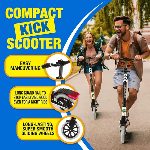 Miniatura 7 de SereneLife Patinete de dos ruedas para adolescentes, patinete de deslizamiento suave para adultos con altura ajustable para mayores de 8 años, Blanco