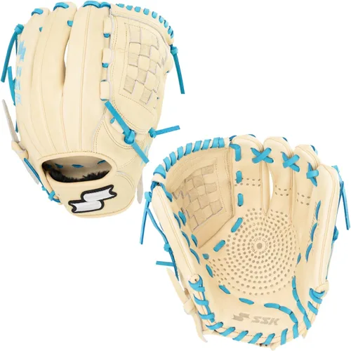 Miniatura 42 de SSK Z5 Craftsman Guante de béisbol para infield – 11.25” - 11.5” - 11.75” - 12” – Lanzamiento con mano derecha y izquierda Rojo/Verde Kelly/Blanco