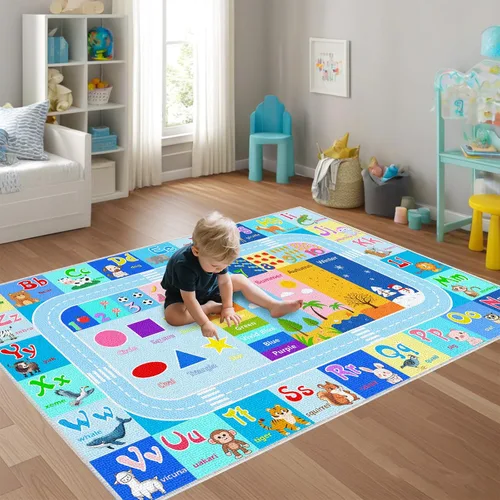 Miniatura 2 de BATATADOCE Alfombra de alfabeto para salón de clases - Alfombras ABC para sala de juegos de niños, alfombra educativa para aprender el alfabeto