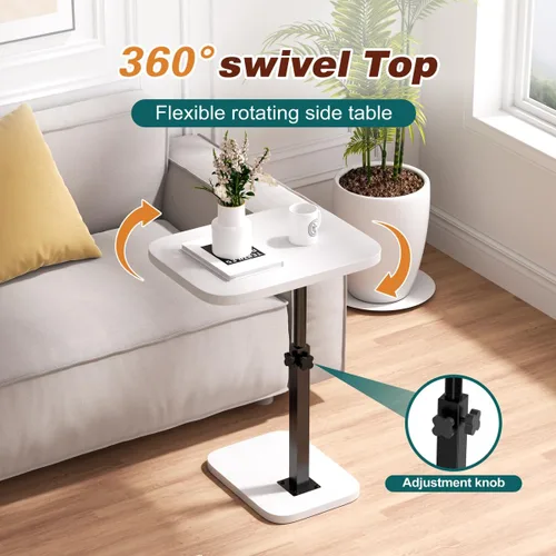 Miniatura 4 de Mesa auxiliar ajustable para TV, mesa auxiliar en forma de C, mesita de noche pequeña, mesita de noche moderna de mediados de siglo para sala