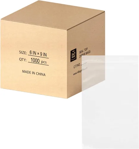 Bolsas de plástico de polietileno transparentes con cierre de cremallera resellable de 6" x 9" (1000 bolsas) de 2 mil