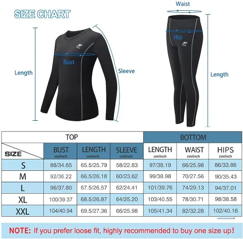 Miniatura 6 de MeetHoo Ropa interior térmica para mujer, conjunto de compresión de capa base cálida para invierno, forro polar, pantalones largos para correr