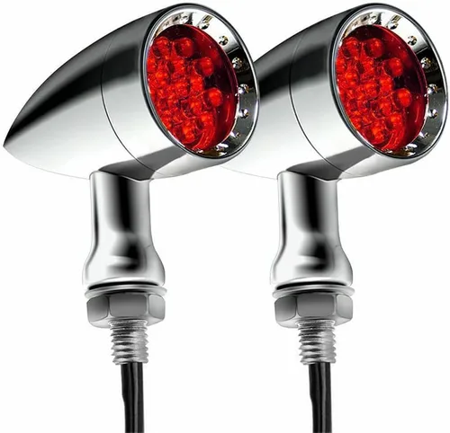 Miniatura 17 de DREAMIZER Señales de Giro para Motocicleta Luz LED Tipo Bala Cromada Universal para Bobber Chopper Cafe Racer Sportster Softail Cruiser - Carcasa