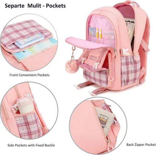 Miniatura 5 de AO ALI VICTORY Mochila escolar para laptop de 15.6 pulgadas, linda mochila escolar para niños, mochila universitaria primaria, bolsas grandes