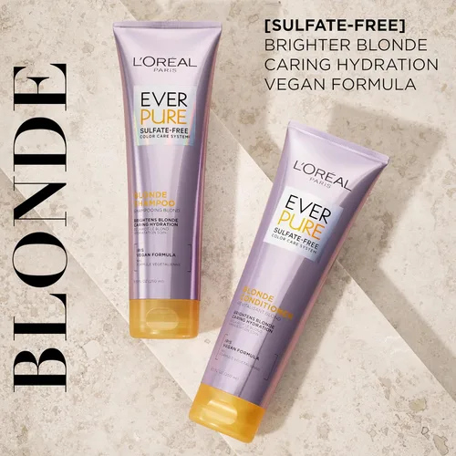Miniatura 2 de L'Oreal Paris - Champú y acondicionador rubio sin sulfato para cabello teñido neutraliza el latón y equilibra, EverPure, 8.5 onzas líquidas, juego