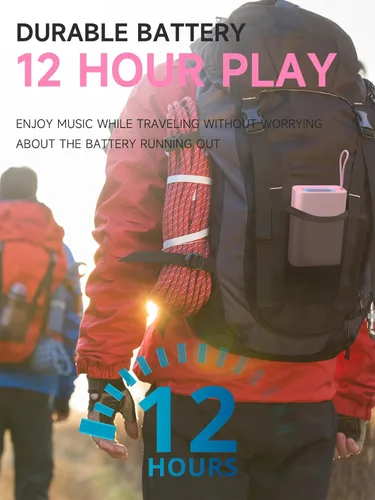 Miniatura 5 de PEICHENG - Altavoz, altavoces inalámbricos portátiles Bluetooth, sonido estéreo fuerte impermeable con luces RGB, emparejamiento TWS, tiempo de Rosa