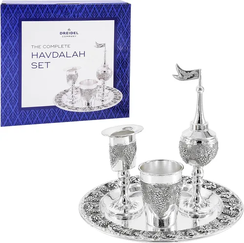 Miniatura 10 de The Dreidel Company Havdalah - Juego de copa de vino, con portavelas e incienso para especias, chapado en plata (paquete de 2)