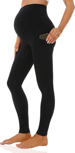 V VOCNI Leggings de maternidad con bolsillos para mujer, leggings de yoga sobre el vientre, no se transparentan, pantalones de entrenamiento