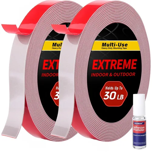 Miniatura 9 de PHIXBEAR Paquete de 3 Súper Fuerte Adhesión - Cinta de Doble Cara de Servicio Pesado, Cinta de Montaje Multipropósito Impermeable