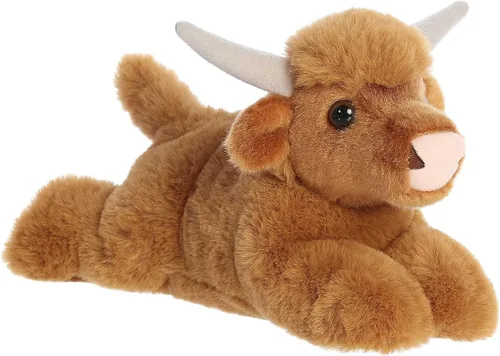 Aurora® Adorable Mini Flopsie™ - Animal de peluche de vaca de las tierras altas, facilidad juguetona, compañeros atemporales, color marrón, 8