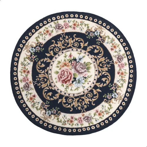 Miniatura 9 de Alfombra redonda floral de 2.6 pies, clásica, antideslizante, lavable a máquina, alfombra de cocina sostenible, alfombra tradicional para sala