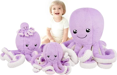 Miniatura 15 de DENTRUN Animales de peluche de pulpo, muñeca de pulpo gigante de peluche para jugar, juguetes para niños, niñas, niños, adultos, cumpleaños, Azul