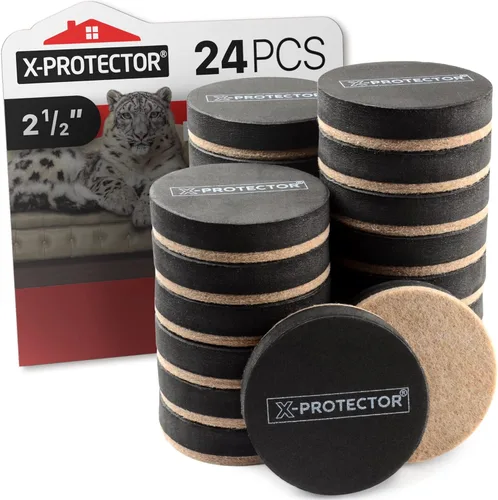 Deslizadores de muebles de fieltro para pisos de madera dura, 24 deslizadores de muebles de 2 1/2 pulgadas, deslizadores de fieltro resistentes,