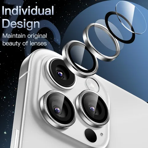 Miniatura 3 de JETech Protector de lente de cámara para iPhone 16 Pro de 6.3 pulgadas y iPhone 16 Pro Max de 6.9 pulgadas, cubierta de anillo individual de metal