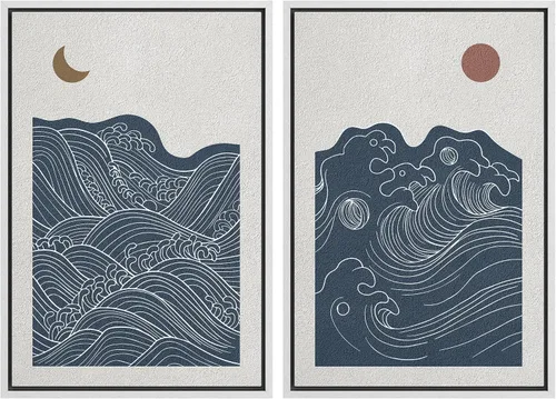 Miniatura 108 de IDEA4WALL - Set de lienzos enmarcados para pared, diseño tropical, selva, hoja de plátano, guepardo rosa, gato, naturaleza, desierto, arte digital