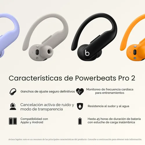 Miniatura 2 de Beats Powerbeats Pro 2 Auriculares inalámbricos Bluetooth – Cancelación de ruido, monitor de frecuencia cardíaca, IPX4, batería de hasta 45 horas