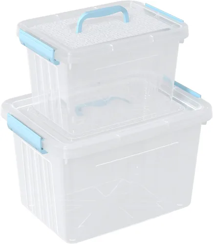 Miniatura 9 de Ggbin Caja de almacenamiento de plástico transparente con asa, contenedor de almacenamiento de 6 cuartos de galón y tapa de 12 cuartos de galón, 2