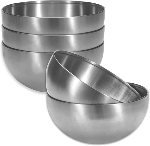 Huakaile Paquete de 5 cuencos de acero inoxidable de 25 onzas, cuencos de sopa de metal con aislamiento térmico, cuencos de cereales con acabado