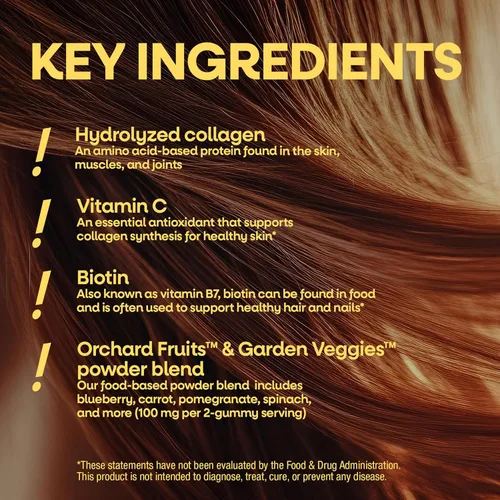 Miniatura 4 de Nature's Way ¡Alive! Gomitas prémium para cabello, piel y uñas con colágeno y biotina, suplemento de fórmula de belleza avanzada con vitaminas