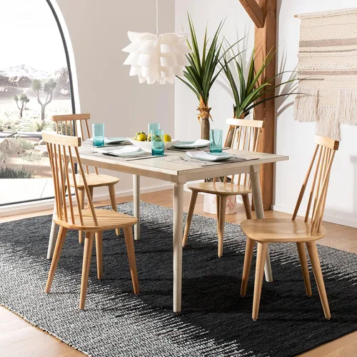 Miniatura 6 de Safavieh American Homes Collection Burris Country Farmhouse - Silla auxiliar con husillo negro Natural
