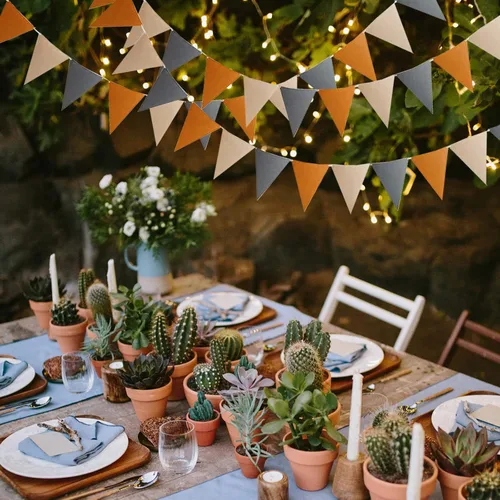 Miniatura 4 de Zwiebeco Banderines de fieltro marrón y gris de 16.4 pies, banderas triangulares para colgar guirnalda de tela no tejida para cumpleaños, boda