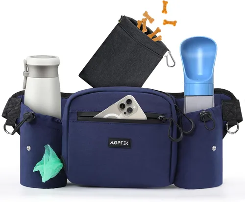 Miniatura 9 de AGPTEK Riñonera para pasear perros, bolsa de entrenamiento de perros de gran capacidad, bolsa de cintura con bolsa extraíble para aperitivos