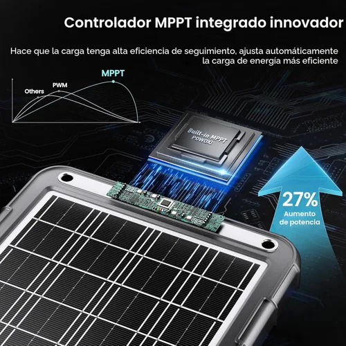 Miniatura 4 de POWOXI Cargador de Batería Solar para Automóvil de 12V: Cargador de Goteo Solar de 15W Mantenedor con Controlador MPPT para Automóvil - RV Barco