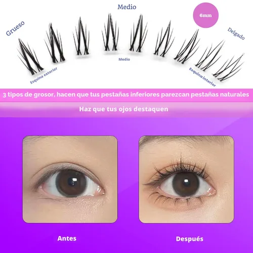 Miniatura 3 de DAODER - Extensiones de pestañas en racimo de pestañas inferiores, 90 unidades, aspecto natural, pestañas transparentes para pestañas inferiores
