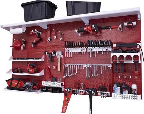 Miniatura 20 de OmniWall Weekend Warrior XL - Sistema de organización de pared de metal (negro/azul)