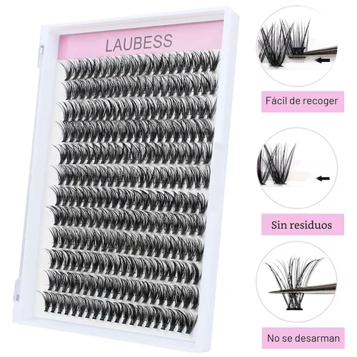 Miniatura 6 de Extensiones de pestañas en racimo para colocar en casa, 240 unidades, rizado D, bandeja mixta, extensiones de racimos de pestañas de visón