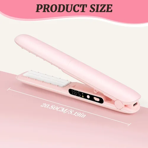 Miniatura 8 de Plancha y rizador de pelo inalámbrico 2 en 1 con pantalla LCD, plancha plana portátil de 30 W para viajes, 3 ajustes de calor (293.0-365.0 °F)