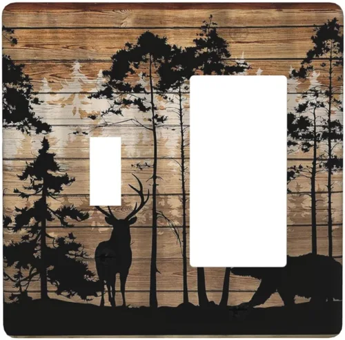 Miniatura 13 de Mid Century Morden Boho - Placa de pared para interruptor de luz dúplex de 1 banda, placa frontal decorativa eléctrica para receptáculo para baño