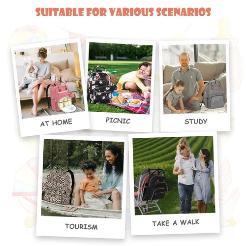 Miniatura 7 de Tenot Mochila para pañales de bebé, bolsas de pañales de viaje para niñas y niños, bolsa de bebé de gran capacidad, mochila para mujeres