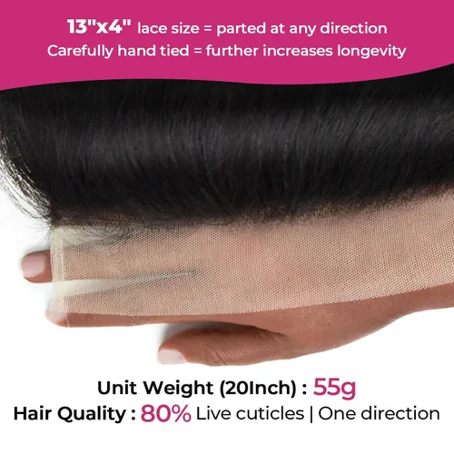 Miniatura 3 de REAL - Cabello humano ondulado 13x4 frontal de oreja a oreja, encaje suizo transparente, cierre frontal virgen prearrancado, parte libre