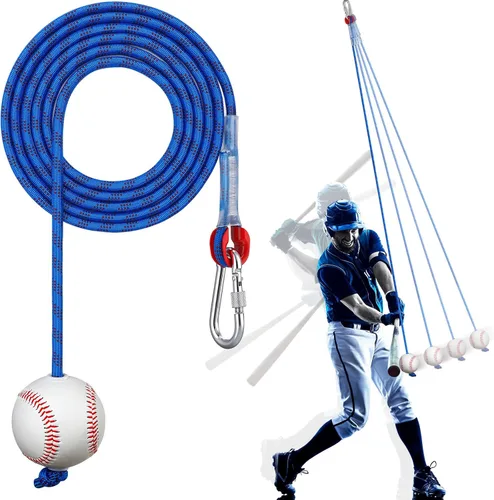 Miniatura 9 de TOBWOLF Entrenador de bateo de béisbol, sóftbol, bateo, entrenamiento de práctica de bateo, ayuda al béisbol en una cuerda, equipo de práctica